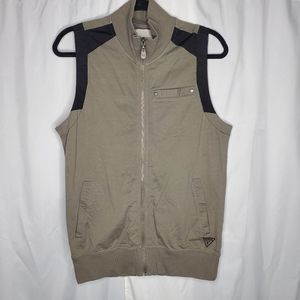 Guess Full Zip Vest 100% Cotton Gray with Black Accents Size Small